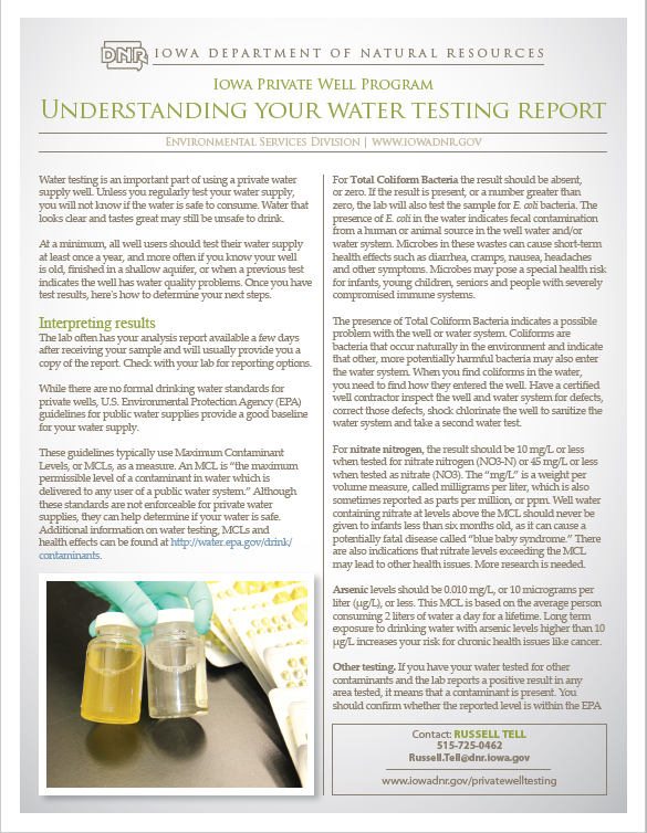 IDNR Understanding Your Water Test Fact Sheet image